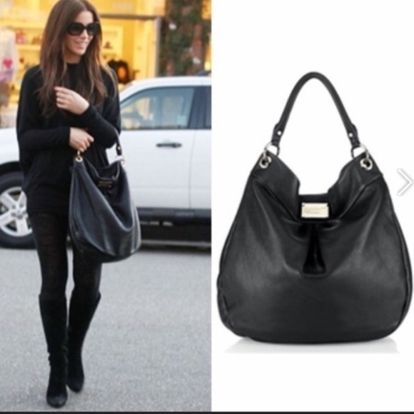 Marc By Marc Jacobs Bag Classic Q Hillier Pebbled Leather Hobo Minimalist Black - Picture 2 of 16